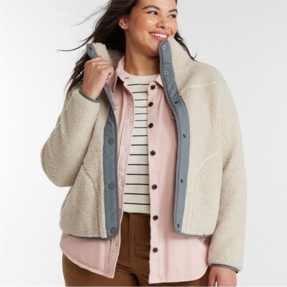 L.L. BEAN Bean’s Cozy Sherpa Fleece Jacket in Soapstone XL